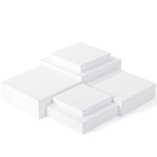 Geelin 6 Pack Acrylic Risers for Display Acrylic Cube Boxes Risers Display Stands with Hollow Bottoms Decorative Stand for Jewelry Candy Table Decor 6 Sizes(White,10 to 15 Inch,Square) - color: White, size: 10 to 15 Inch, style: Square