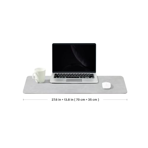 Distressed Leather Desk Mat - Non-Slip PU Desk Pad for Office and Home - Desk Organization and Accessories - Ideal for Large Mouse Pad and Desk Mats on Top of Desks(Ash Gray,27.6"x 13.8") - color: Ash Gray, size: 27.6" x 13.8"