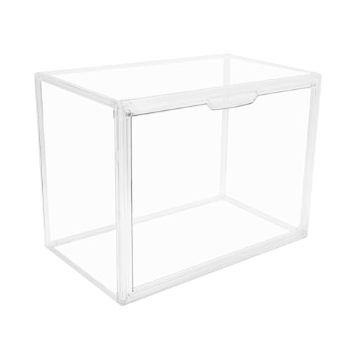 GUDEMAY Clear Stackable Plastic Storage Bins with Lid, Dustproof Acrylic Display Case for Collectibles, Large Figures Showcase, Shoe Storage Box, Closet Organizer for Book Cosmetic Purse (L, Count, 1) - size: L