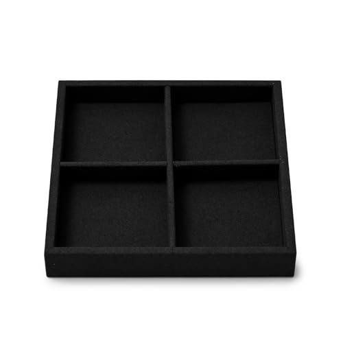 Oirlv Microfiber 4 Grids Stackable Jewelry Display Tray Multi-Compartment Travel Jewelry Tray - style: P13714