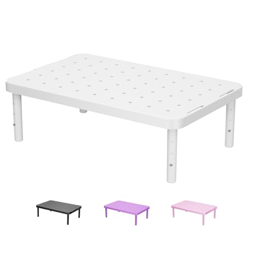 WALI Computer Monitor Stand for Desk, Adjustable Laptop Riser, Desk Monitor Stand Underneath Storage for Office, Home, School Supplies (PTT001-W), 1 Pack, White - color: White, size: 14.6"L * 9.3"W