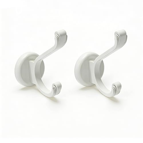 Ant Mag Magnetic Hooks Heavy Duty 140lbs Neodymium Magnet Wall Hooks for Hanging Coats Robes Backpacks Bags Hats Keys Mugs Cups Towels - size: D1.65in White 2 Pack