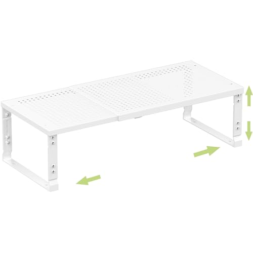 Heavy-Duty Adjustable Metal Shelf Organizer - Expandable & Stackable Pantry Storage Rack for Kitchen, Bathroom, RV, Cabinets(1 Pack/White, Large) - color: 1 Pack/White, size: L:10.2"D x 16.5"W x 8.2"H