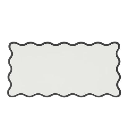 Black White Scalloped Desk Mat, 31.5" x 15.7", PU Leather, Waterproof Anti-Slip, Cute Aesthetic Desk Pad for Office/Home/Game - color: Black