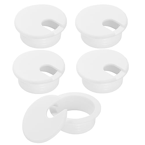 1-1/2" White Desk Grommet, JTemgle Plastic Cable Hole Cover Computer Table Cord Wire Organizer Caps Desktop Cord Management for Home Office TV Stands Tabletops, 5 Pieces - color: White, size: 1-1/2" / 38mm