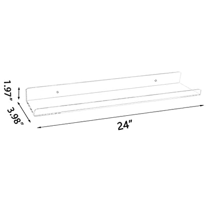 Weiai Clear Acrylic Floating Shelves 24 inch Wall Ledge Shelf Bookshelf 3 Pack