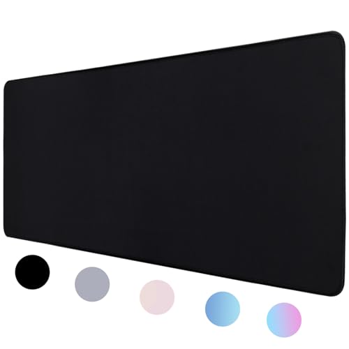 Bloss Desk Mat, Non-Slip Desk Pad Mat Protector, Large Desk Pad for Keyboard and Mouse, Black Desk Mousepad with Stitched Edges, Keyboard Pad for Game, Office(31.5×11.8 Inches) - color: Black, size: 31.5 in x 11.8 in x 0.12 in