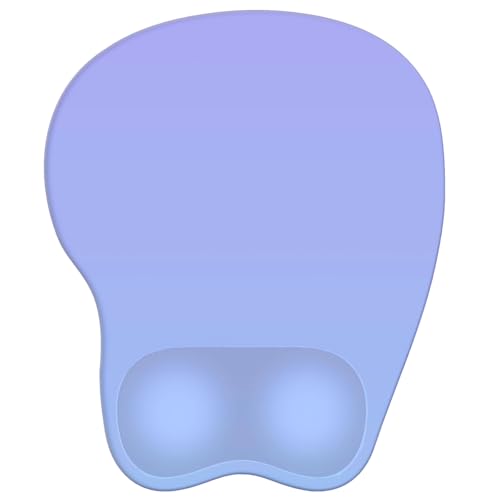 Mouse Pad with Wrist Rest Ergonomic Mouse Pad with Comfortable M-Shape Pain Relief Wrist Support Non-Slip PU Base Mousepad for Laptop, Office & Home (Light Blue Purple) - color: Light Blue Purple