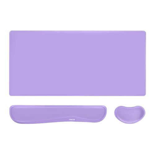 MOSISO Keyboard Mouse Pad Set, Gaming Mouse Pad&Keyboard Wrist Rest&Wrist Rest, Ergonomic Wristrests with Memory Foam Home Office Easy Typing Cushion Non-Slip Mousepad, Purple - color: Purple