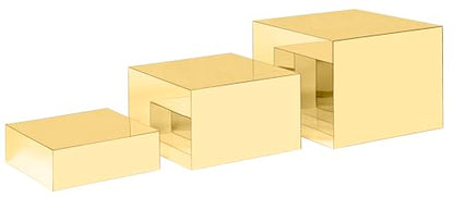 Red Co. Set of 3 Glossy Gold Acrylic Cube Display Nesting Risers with Hollow Bottoms - color: Gold, size: 6",7",8" - 1 Pack