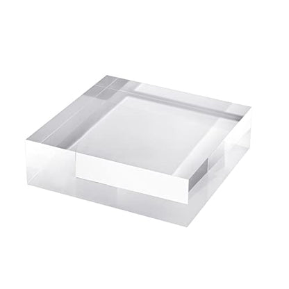 CiaoHER 2in Solid Acrylic Cube Display Block, Clear, 2"x5"x5" | Polished Pedestal Stand Riser, Solid Base, 1 Pack