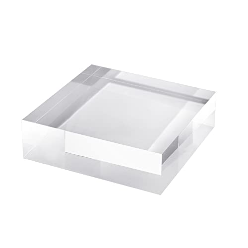 CiaoHER 2in Solid Acrylic Cube Display Block, Clear, 2"x5"x5" | Polished Pedestal Stand Riser, Solid Base, 1 Pack
