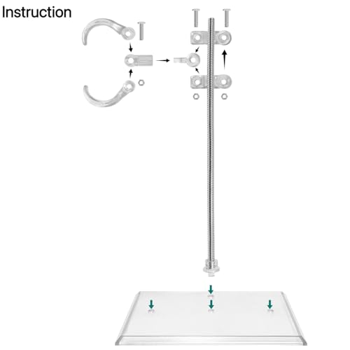Action Figure Stand with Adjustable Metal Arm, Action Figure Display Holder Stand Compatible with 6 Inch Marvel Legends, HG RG BB SD SHF & Gundam 1/144 Models, Comes with Screwdriver（2Pcs Clear）