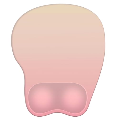 Mouse Pad with Wrist Rest Ergonomic Mouse Pad with Comfortable M-Shape Pain Relief Wrist Support Non-Slip PU Base Mousepad for Laptop, Office & Home (Peach Pink) - color: Peach Pink