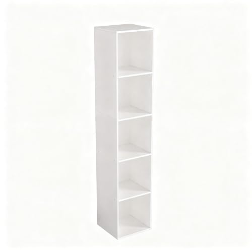 Cube Bookshelf, 5 Cube Storage Organizer, Freestanding 5 Tier Open Display Shelf with Eco-Friendly Melamine Surface for Home Office, Bedroom, Living Room, Study, White - color: White, size: 5-Cube