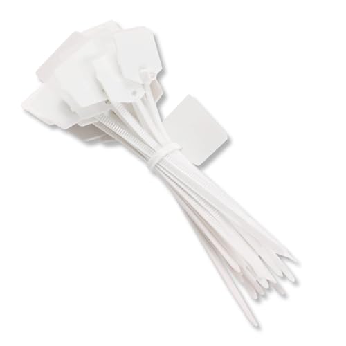 Cable Labels Wire Zip Ties, Self-Locking Cord Markers with Waterproof Plastic Tags - for Electrical Wiring, Ethernet Identification & Cabling - color: White, size: Small
