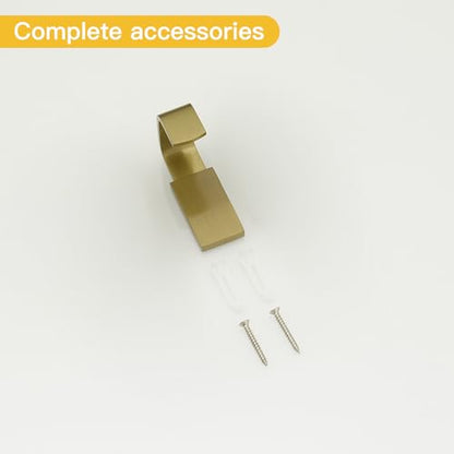 BESy Brass Clothes Hook Single Towel Hook for Bathroom Kitchen Garage Square Style Robe Hooks Coat and Hat Hook, Wall Mounted with Screws, Brushed Gold - color: Brushed Gold, size: 1 Pack