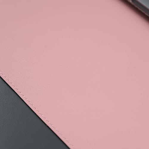 Jersey Genuine Calfskin Leather Desk Pad, Office Desk Mat with Non-Slip Bottom, Smooth Surface for Mouse & Keyboard, Desk Protector (36x19 inches) (Pink) - color: Pink