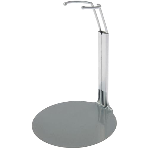 Plymor DSP-4125S Silver Adjustable Doll Stand, fits 7, 7.5, 8, 8.5, and 9 inch Slim Waist Dolls or Action Figures, Waist is 1.125" - 1.5" wide, 3.25" - 4" around - color: Silver, size: 1 Pack