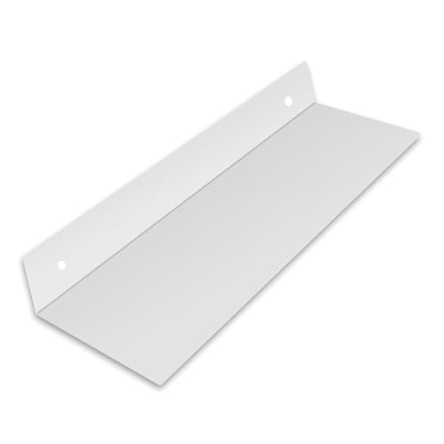 SIMOND STORE White Metal Floating Shelves 12" X 8" Small Heavy Duty Shelves | for Wall Mounted Gaming, Console, PlayStation, TV Shelf, small metal wall shelf for home office, router and media accessories - size: 12-inch X 8-inch Powder Coated White