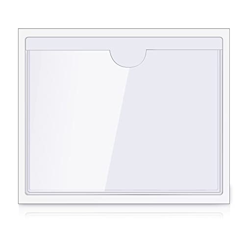 Outus 100 Pcs Index Card Pockets, 3.5 x 4.4 Inch Clear Self Adhesive Labels Pocket for Business, Plastic Label Sleeves with Top Open for Organizing Storage Bins Library Card Shelves Scrapbooks - size: 3.5 x 4.4 Inch