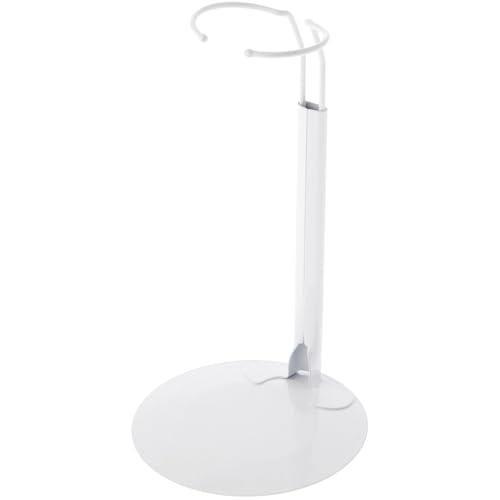 Plymor DSP-70W White Adjustable Doll Stand, fits 12, 13, 14, 15, 16, and 17 inch Dolls or Action Figures, Waist is 2.25" - 2.75" wide, 6" - 8" around - color: White