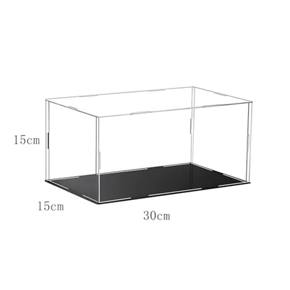 Clear Acrylic Display Case, 12x6x6 inch (30x15x15 cm) | Assemble Cube Display Box, Black Base, Dustproof Protection, For Collectibles Memorabilia Figurines - size: 12 x 6 x 6 inches