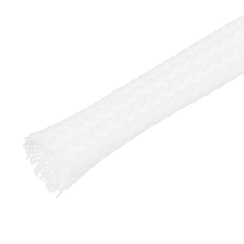 uxcell Expandable Sleeving, 1/4-inch 100ft Cable Sleeve, White - color: White, size: 1/4" x 100 Ft
