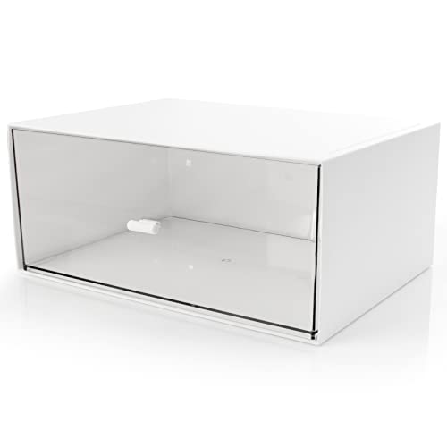 Desk Drawer Organizer, Stackable Storage Drawers, Plastic White Desk Organizers Great for Makeup Storage Bathroom Organization Accessories Etc - Large 1 Drawers (White) - size: 9*6.5*4inch - 1 Compartment