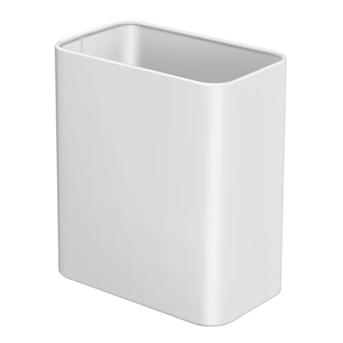 TIPGO Small Metal Trash Can, 2.1 Gallon Slim Trash Can for Bathroom, Wastebasket Garbage Bin for Bedroom, Office, Kitchen, Under Sink (White) - color: White