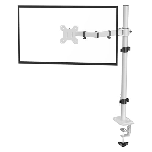 Suptek Single Monitor Arm Desk Mount Fully Adjustable Monitor Stand for 1 / One Screen up to 32 inch Extra Tall 31.5 inch Pole,White (MD6821W) - color: White, size: 31.5" Tall
