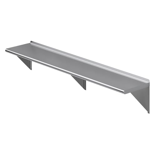 AmGood 14" X 72" Stainless Steel Wall Shelf | Metal Shelving | Garage, Laundry, Storage, Utility Room | Restaurant, Kitchen | Food Prep | NSF Certified