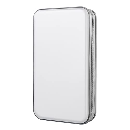 DVD Case, Bivisen CD Case Holder Wallet Binder 96 Capacity CD/DVD Cases Storage Holder Binder Organizer Wallet Book for Car Home Travel (White) - color: White