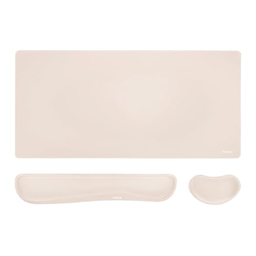 MOSISO Keyboard Mouse Pad Set, Gaming Mouse Pad&Keyboard Wrist Rest&Wrist Rest, Ergonomic Wristrests with Memory Foam Home Office Easy Typing Cushion Non-Slip Mousepad, Apricot - color: Apricot