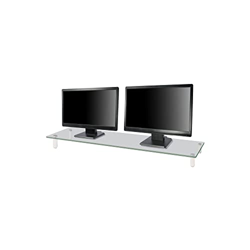 Kantek Extra-Wide Glass Monitor Riser with 8mm Tempered Glass Platform and 60-Pound Capacity, Clear Glass (MS380), 3.3" x 39.4" x 10.2" - size: Extra Wide