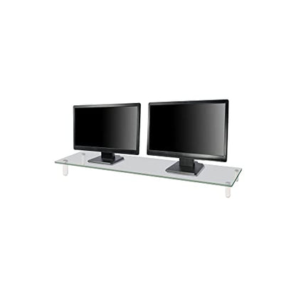 Kantek Extra-Wide Glass Monitor Riser with 8mm Tempered Glass Platform and 60-Pound Capacity, Clear Glass (MS380), 3.3" x 39.4" x 10.2" - size: Extra Wide