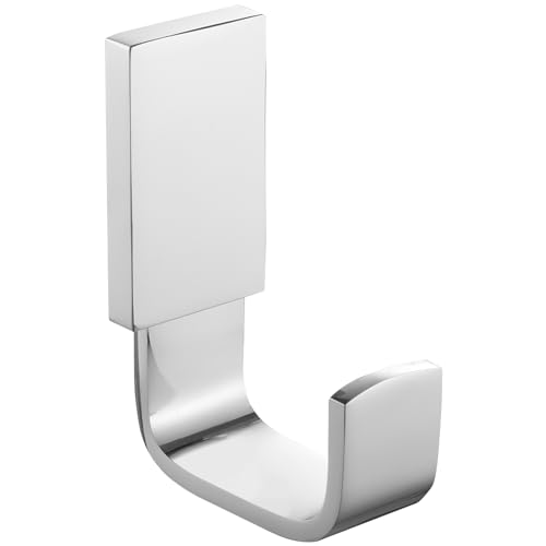BESy Brass Clothes Hook Single Towel Hook for Bathroom Kitchen Garage Square Style Robe Hooks Coat and Hat Hook, Wall Mounted with Screws, Polished Chrome - color: Polished Chrome, size: 1 Pack