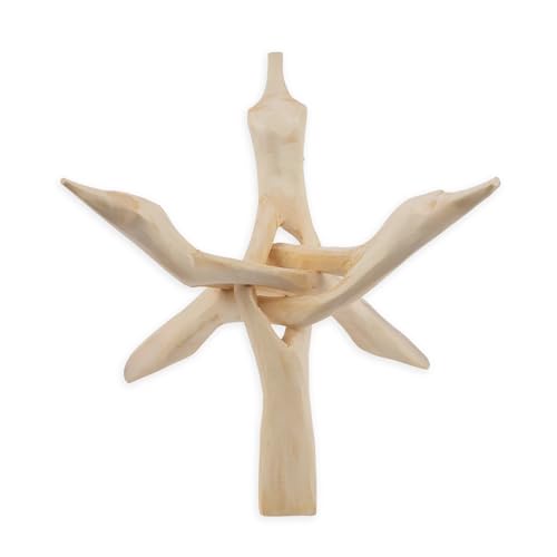 Wish Well Extra Large 8" Wooden Tripod Stand - Hand-Carved Room Decor Holder ~ Ideal for Abalone Shell, Decorative Bowl, Crystal Ball, Sphere, Geode ~ Wood Display Stand & Perfect Crystal Holder - color: 8" Natural