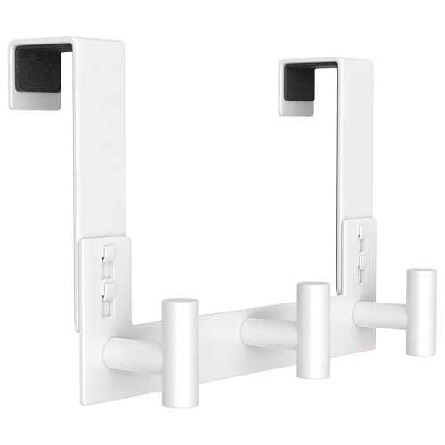 PMMASTO Over The Door Hooks, Fits 1-3/4" Thick Door No Drill Hooks for Closet Bathroom Bedroom Organization, Hanger for Coat Towel Robe (White, 3 T-Hooks) - color: White, size: 7.5 Inch-3 T-Hooks, Fits 1-3/4" Thick Door