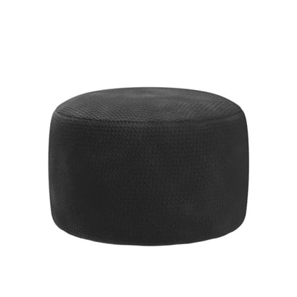 Asuprui Unstuffed Pouf Ottoman Round Poof Ottoman No Filler Soft Faux Fur Foot Stool 20x20x12 Inches Fuzzy Chair Floor Pouf Foot Rest with Storage for Living Room Bedroom Black - color: Black