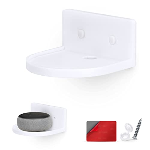 BRAINWAVZ 5” Small Floating Shelf, Adhesive & Screw in, for Bluetooth Speakers, Cameras, Plants, Books, Toys & More, Universal Shelves, Easy to Install Shelf CF2105 White - color: 5" White Shelf