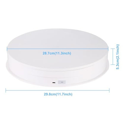 PULUZ 360 Degree Photography Turntable Rotating Display Stand, 11.2in(28cm) Diameter 360 Degree Turntable Display Stand for Photography Video Shooting Props Jewelry, Max Load 44Lb (White) - size: 11.3inch/White