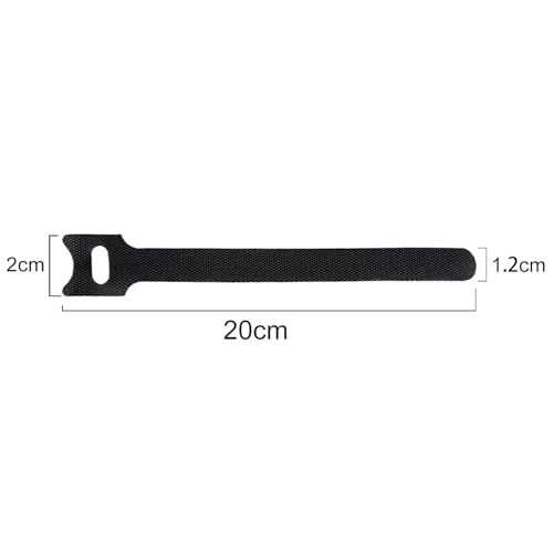 TENOC Reusable Cable Ties Hook Loop Cords Management Adjustable Cable Organizer Wire Straps, Black, 120 Pcs 8-Inch