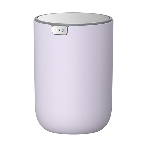 EKO Fandy 0.4 Gal/1.5L Mini Tabletop Trash Bin with Swing-Lid, Desktop Trash Can for Bathroom Countertop, Vanity, Coffee or Office, Small Garbage Bin (Lavender) - color: Lavender, size: 1.5 Liters