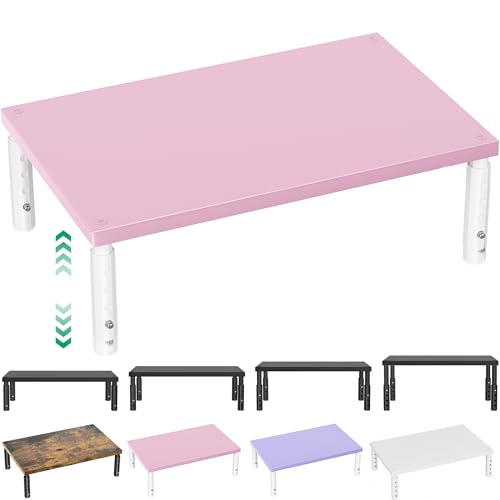 OPNICE Adjustable Computer Monitor Stand Riser for Desk, Desk Organizer & Office Decor for Women, Laptop Stand, Office Desk Accessories & Workspace Organizers for Home Office, Pink Wood - color: Pink Wood