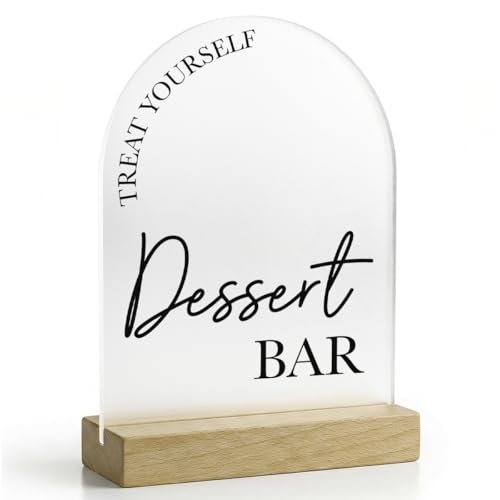 Dessert Bar Sign, Wedding Engagement Bridal Shower Decor for Ceremony Party Reception Dessert Table Desk Decor Frosted Acrylic Sign 5x7 Inch - color: Dessert Bar Frosted