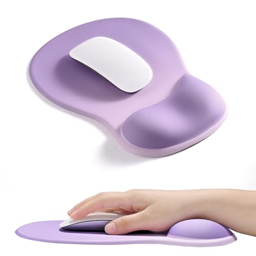 EooCoo Ergonomic Mouse Pad with Gel Wrist Rest Support Middle Concave Design, Relieve Wrist Pain Mousepad, Non-Slip Base for Laptop, Office Desk Accessories, Carpal Tunnel Syndrome - color: Purple