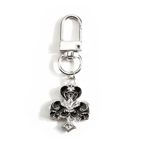 Poker Suit Keychain Club Spade Diamond and Heart Keycharms for Women Unique Game Keyring - color: Clubs