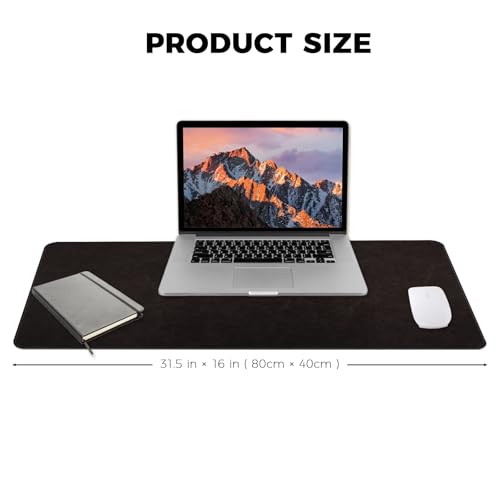 Large Gaming Desk Pad with Stitched Edges - 2mm Thickness Leather Mouse Mat, Non-Slip Base Desk Mat for Office/Home 31.5"x 15.7" L Black - color: Black, size: 31.5" x 15.7"