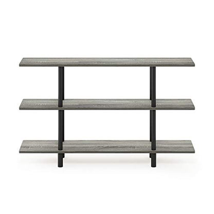 Furinno Turn-N-Tube 3-Tier Wide Display Shelf, French Oak Grey/Black - color: French Oak/Black, style: 3-Tiers